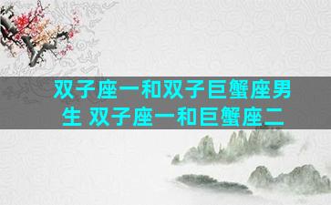 双子座一和双子巨蟹座男生 双子座一和巨蟹座二